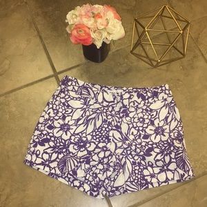 New York & Co. white & purple flower shorts size 0